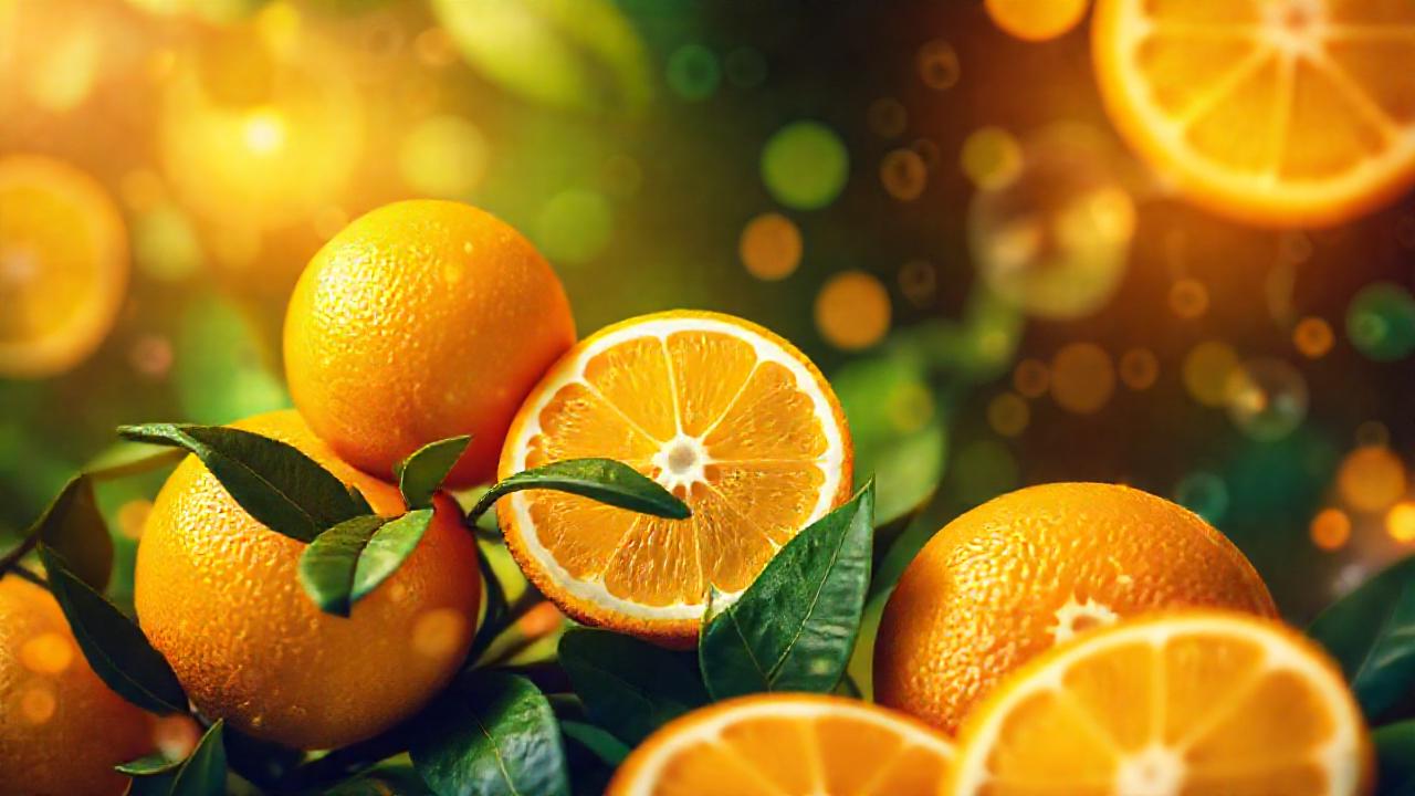 Cítricos vibrantes emiten energía científica y bokeh