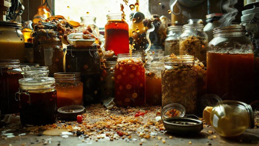 Fermentación caótica y colorida en casa