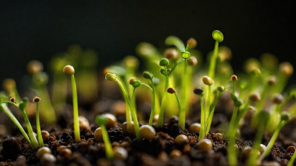 Semillas germinando: salud y calma