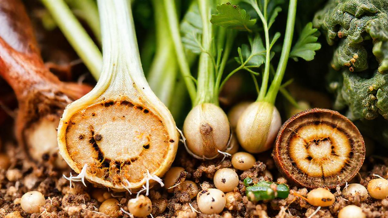 Ilustración científica de semillas germinando