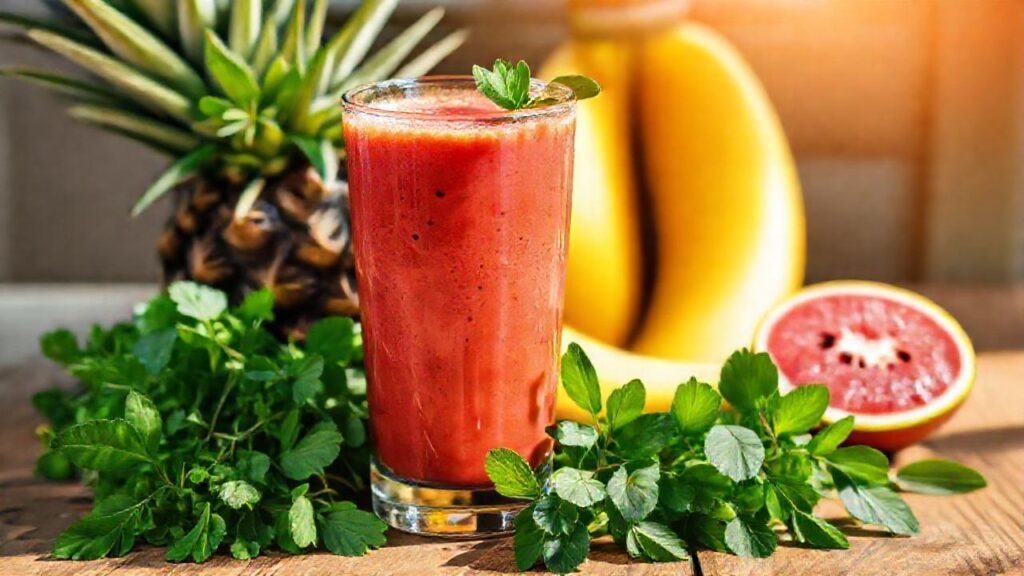 Un batido saludable y refrescante brilla