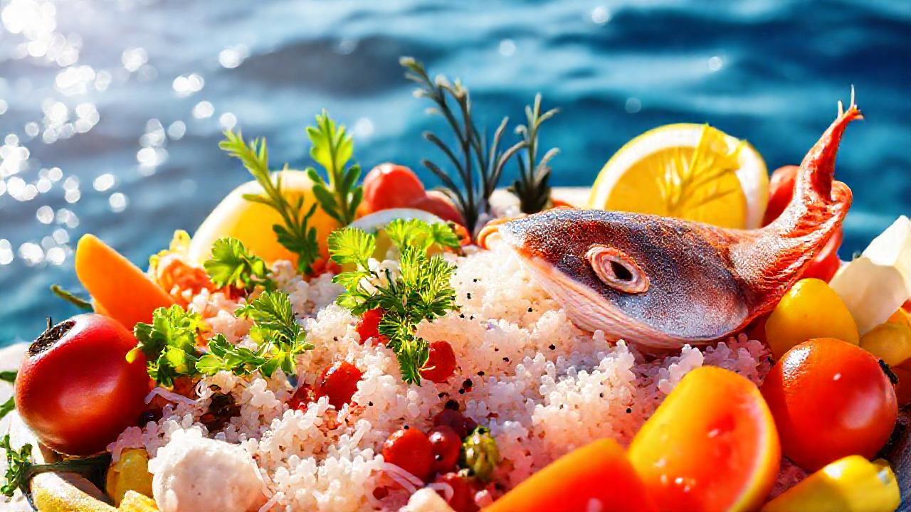 Un plato de mariscos vibrante y saludable