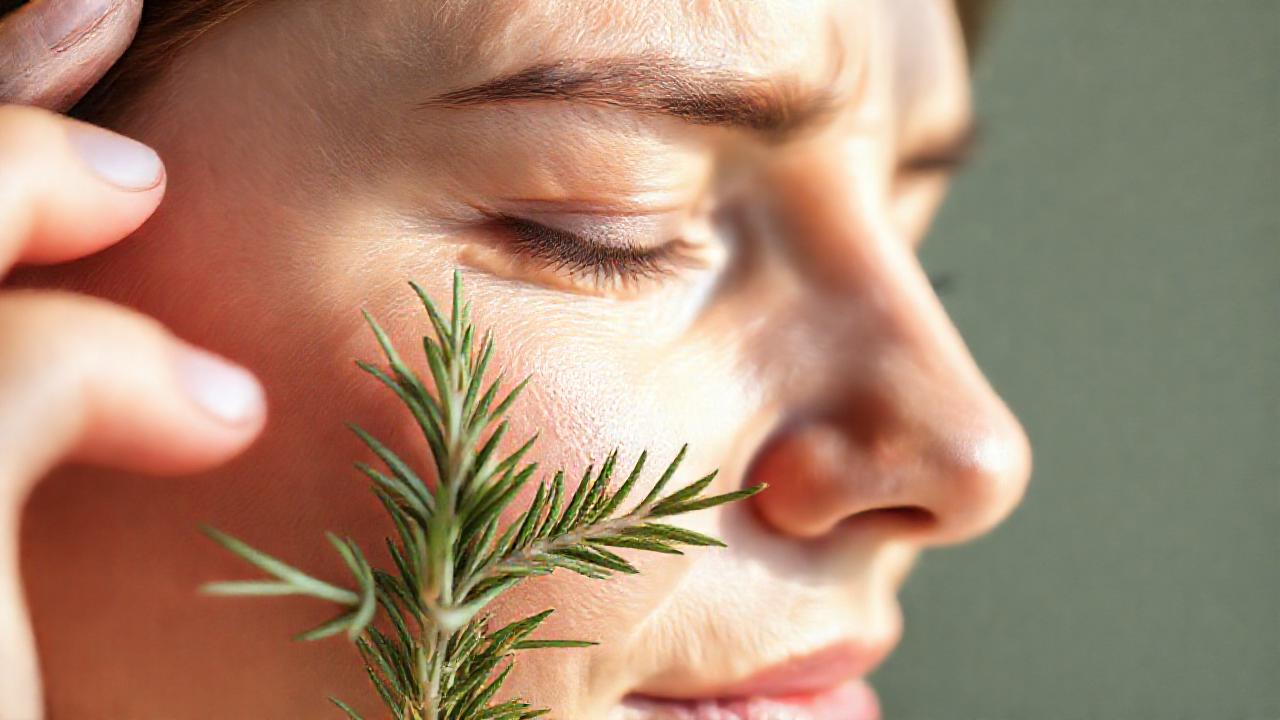 Alivio de migraña con rostro sereno