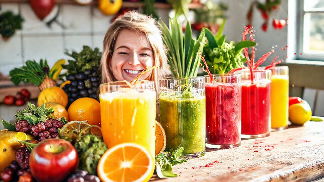 Frutas y jugos: vida saludable y feliz