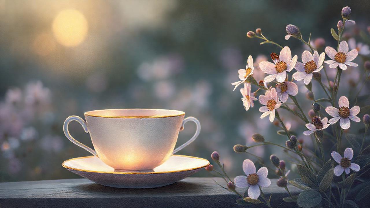 Taza de té tranquila, atmósfera serena