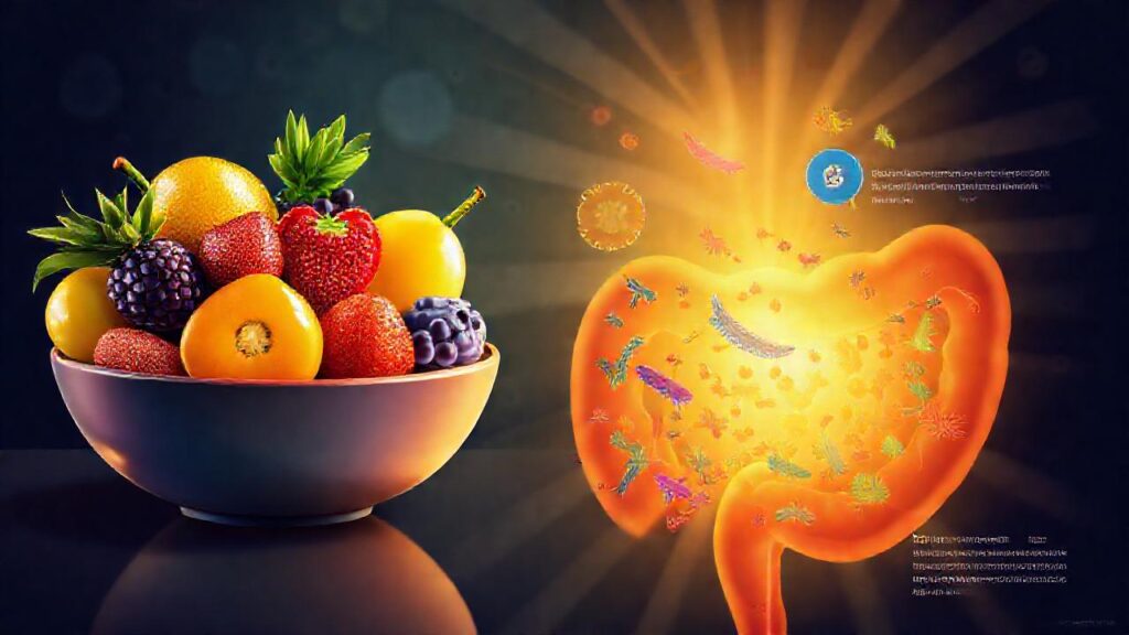 Frutas saludables nutren un intestino radiante