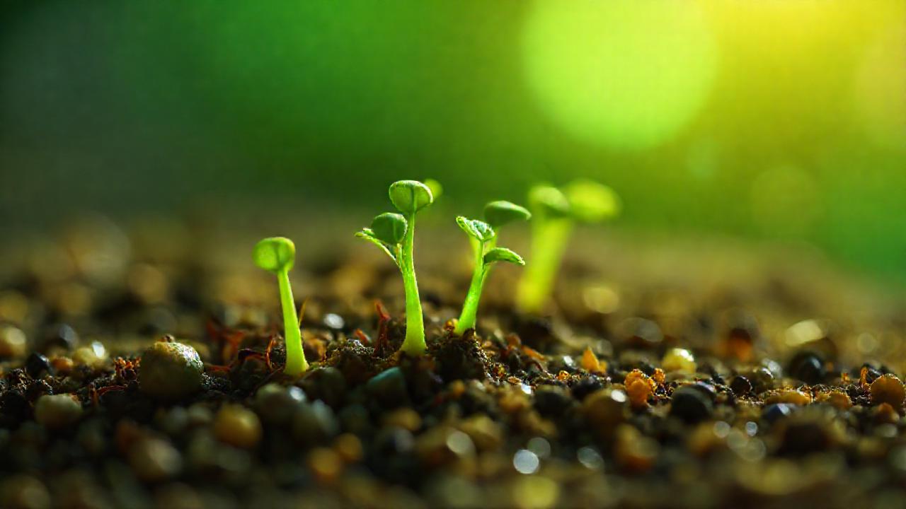 Semillas germinando, vitalidad y luz saludable