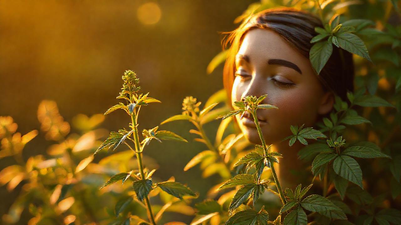 Tulsi serena: verde, dorado, y calmante